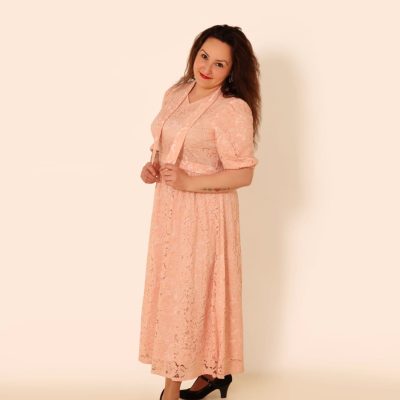 Blossom Lace Midi Dress - Blush Pink
