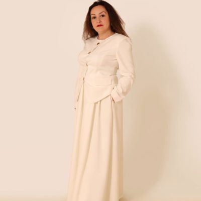 Graceful Flow Long Skirt White