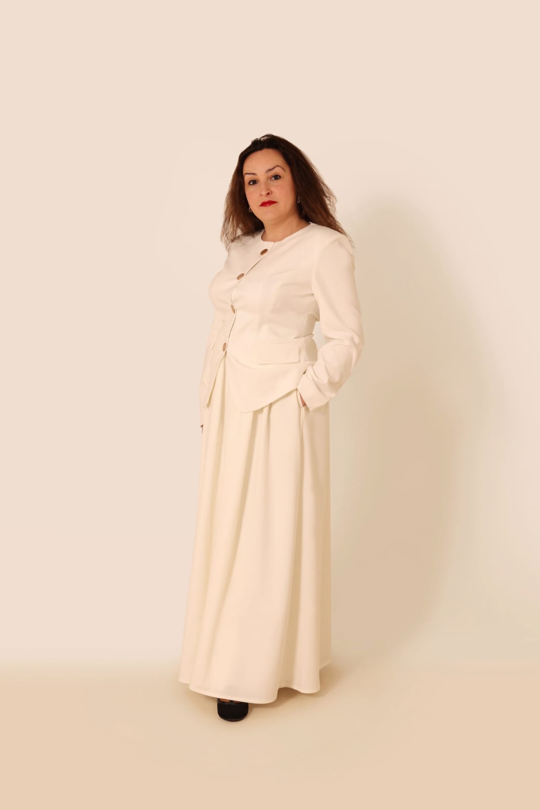 Graceful Flow Long Skirt White